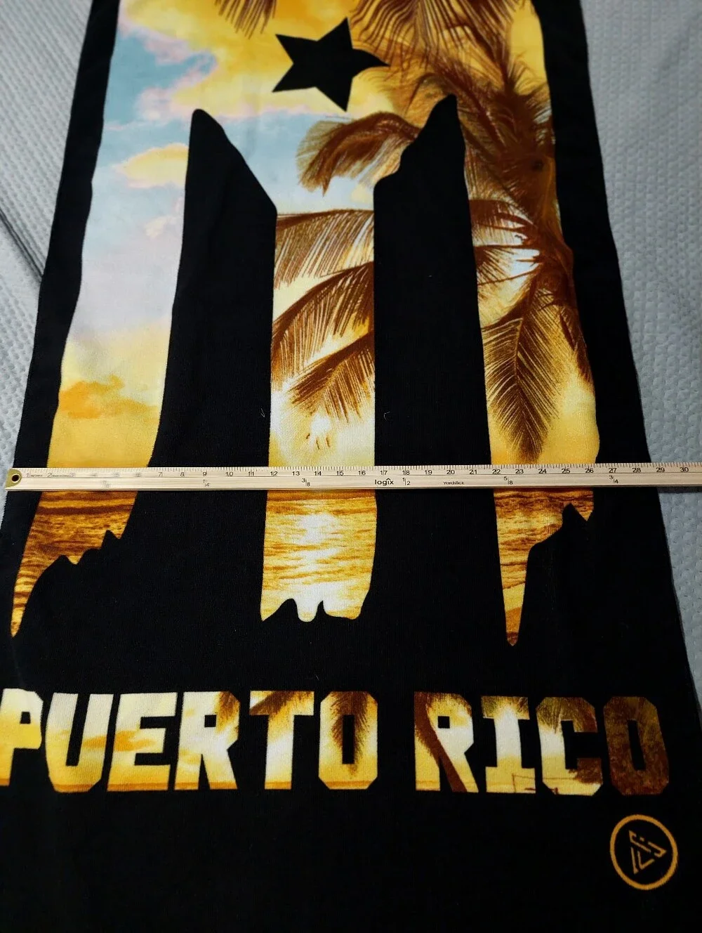 Puerto Rico Graphic  Towel - Black with Sunset Print